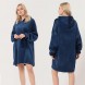 Толстовка плед с капюшоном HUGGLE HOODIE BLANKET большое теплое худи для дома синего цвета (212)