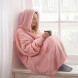 Толстовка плед с капюшоном HUGGLE HOODIE BLANKET большое теплое худи для дома светло-розового цвета (212)