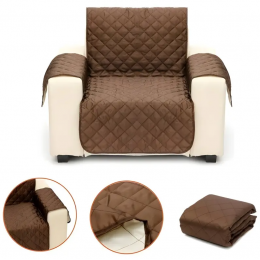 Двусторонняя накидка на кресло Couch Coat коричневого цвета, чехол для мебели водозащитный (205)
