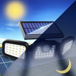 Потрійний вуличний ліхтар на сонячній батареї з датчиком день-ніч Split Solar Wall Lamp JY1725А