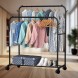 Подвійна стійка для одягу Double Pole Hanger 608 вішалка, рейл із полицею для взуття чорного кольору (212)