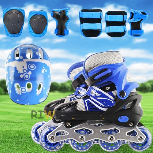 Комплект ролики 8806, защита, шлем, комплект для перестановки колес (размер S 31-34) синего цвета