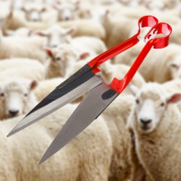 Металлические ручные ножницы для стрижки шерсти овец, баранов 310 мм красные (JanS)