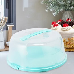 Круглый контейнер для хранения и переноски торта, тортовница 28,5х12см с крышкой Голубой (DRK)