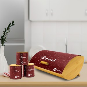 Хлебница с тремя емкостями для хранения Higher Kitchen ZP-042, Красный (В)