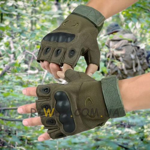 Тактичні рукавички без пальців, армійські, штурмові, Хакі (XL)