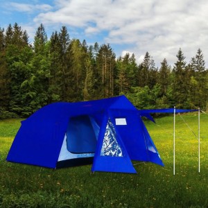 Палатка туристическая 4-х местная с тамбуром и навесом Lanyu LY-1704, Синий (988)