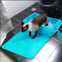 Силиконовый коврик Cat для кошачьего туалета/лотка 51.5 x 42.5 см, Бирюзовый (2339)