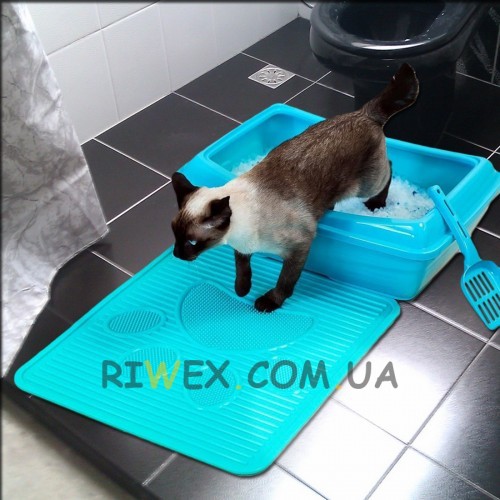 Силиконовый коврик Cat для кошачьего туалета/лотка 51.5 x 42.5 см, Бирюзовый (2339)