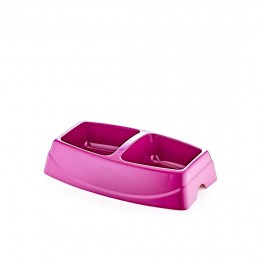 Миска пластиковая для животных двойная, Фиолетовый (2339)