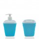 Набір аксесуарів для ванної Ажур дозатор для мила та склянка, Блакитний (2339)
