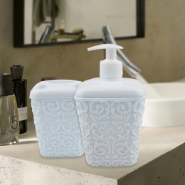 Набор аксессуаров для ванной Ажур дозатор для мыла и стакан, Белый (2339)