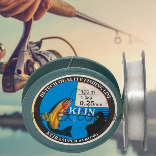 Волосінь рибальська KLIN №222 0,25 мм, 100 м (2021)