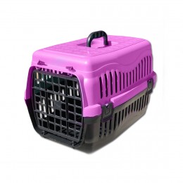 Пластикова переноска для тварин до 5 кг 48 х 31 х 31 см, Рожево-чорна