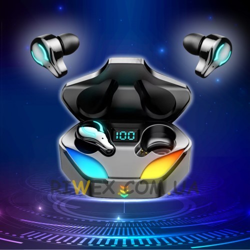 Беспроводные игровые наушники X1 Bluetooth 5.1 TWS с микрофоном, RGB подстветкой в зарядном боксе (205)