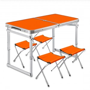 Посилений розкладний стіл чемодан для пікніка зі стільцями, Помаранчевий
