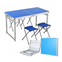 Посилений розкладний стіл чемодан для пікніка зі стільцями, Синій