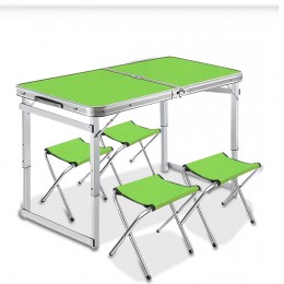 Усиленный раскладной стол чемодан для пикника со стульями, Зеленый