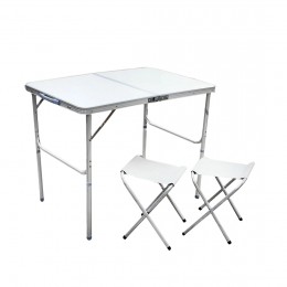 Складаний кемпінговий комплект стіл та 2 стільці для пікніка, Білий