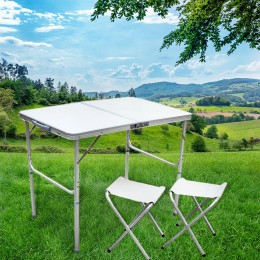 Складной кемпинговый комплект стол и 2 стула для пикника, Белый