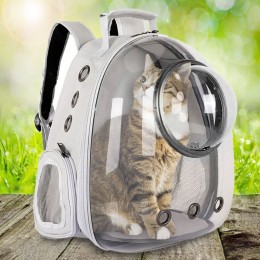 Повітропроникна сумка-переноска для котів та маленьких собак у вигляді капсули з віконцем, кольори Сіра