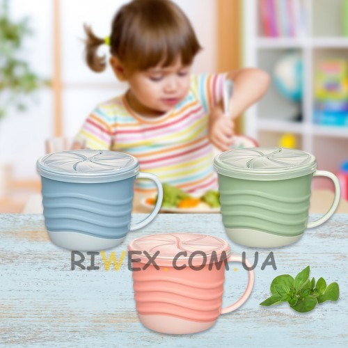 Чашка для пиття та снеків NIP 37069 2в1 Зелена серія, 250 мл. (TK)