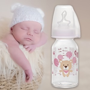 Скляна антиколікова пляшечка Nip 35070 зі стандартною горловиною 0-6 місяців S повільний потік, 125 мл (TK)