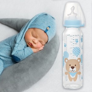 Скляна антиколікова пляшечка Nip 35071 для хлопчика 0-6 місяців M середній потік, 250 мл (TK)