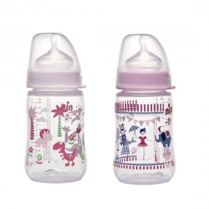 Бутылка для кормления NIP 35042 Actiflex M с широкой горловиной + соска с широким горлышком для девочки, 260 мл (TK)