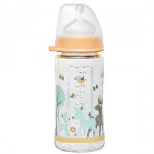 Пляшка скляна (Д) для годування NIP 35064 Actiflex M з широкою горловиною + соска з широкою шийкою, 240 мл (TK)