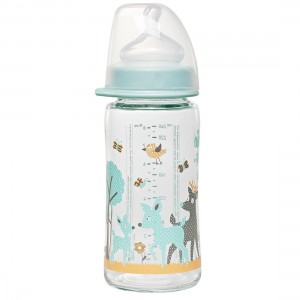 Бутылка стеклянная (Х) для кормления NIP 35063 Actiflex M с широкой горловиной + соска с широким горлышком, 240 мл (TK)