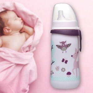 Дитяча поїлка NIP 35050 First cup РР з широкою горловиною для дівчинки система Actiflex,  330 мл (TK)