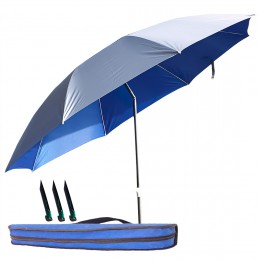 Зонт складной с наклоном для рыбалки и пляжа с чехлом и колышками 2 м по дуге, Синий