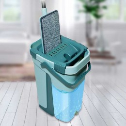 Набор для уборки швабра с ведром Scratch Cleaning Mop складная ручка автоматический отжим 10 л, Морской цвет