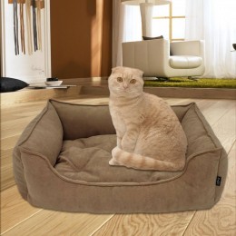 Велюровий лежак для котів та собак Mamo Pets Simple S 50х40(40х30) з бортами, Бежевий