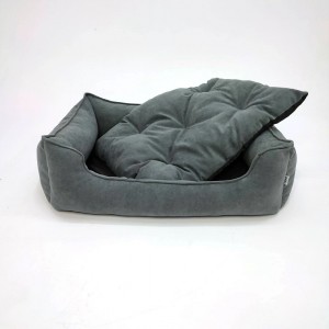 Велюровый лежак для кошек и собак Mamo Pets Simple XS 45х35 (35х27) с бортами, Темно-серый