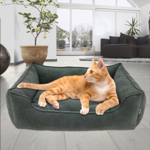 Велюровый лежак для кошек и собак Mamo Pets Simple XS 45х35 (35х27) с бортами, Темно-серый
