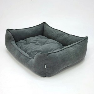 Велюровый лежак для кошек и собак Mamo Pets Simple S 50х40(40х30) с бортами, Темно-серый