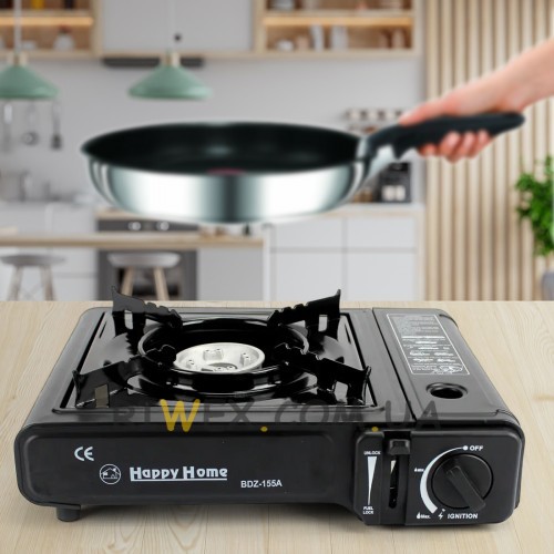 Газова туристична плита Happy home BDZ-155-A з кейсом, металевий розпилювач (картриджна)