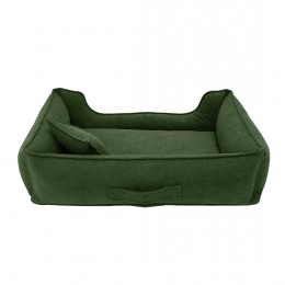 Лежак для собак и котов Mamo Pets Premium c ручкой для переноски, подушечкой и съемным чехлом XS 50x40 (40x30), Зеленый