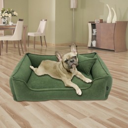Лежак для собак и котов Mamo Pets Premium c ручкой для переноски, подушечкой и съемным чехлом M 70x50 (58x40), Зеленый
