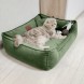 Лежак для собак та котів Mamo Pets Premium c ручкою для перенесення, подушечкою та знімним чохлом  L 90x60 (77x48), Зелений
