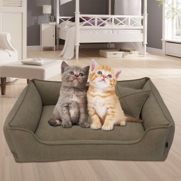 Лежак для собак и котов Mamo Pets Premium c ручкой для переноски, подушечкой и съемным чехлом XS 50x40 (40x30), Бежевый