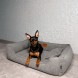 Лежак для собак та котів Mamo Pets Premium c ручкою для перенесення, подушечкою та знімним чохлом XS 50x40 (40x30), Темно-сіра