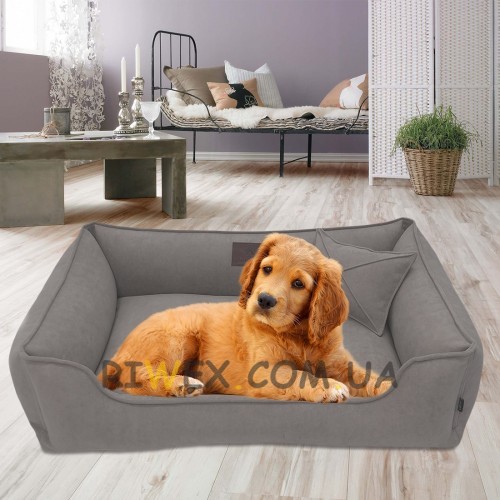 Лежак для собак та котів Mamo Pets Premium c ручкою для перенесення, подушечкою та знімним чохлом XS 50x40 (40x30), Темно-сіра