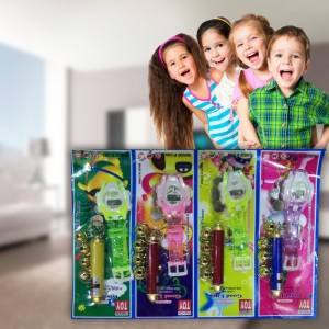 Брелок лазер с насадками и детские часы, цвета в ассортименте