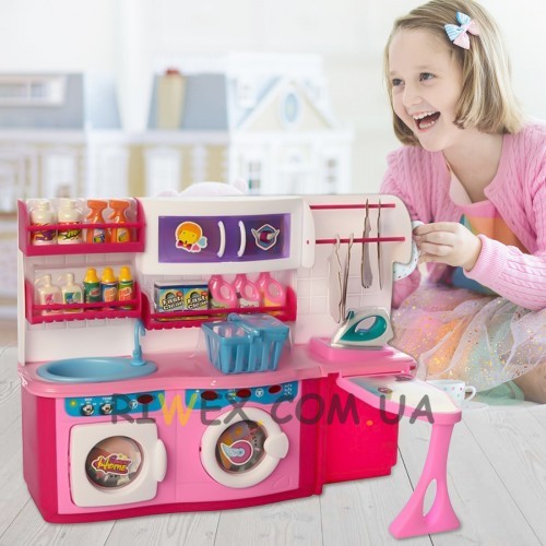 Дитячий розвиваючий набір Пральня для ляльок зі світловими та звуковими ефектами (пральна машина, праска, аксесуари) 2802LN