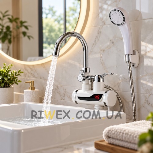 Водонагреватель Delimano c душем и lcd экраном с боковым подключением RX-018 (4409/367)