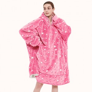 Светящийся худи-плед Stars dream для детей и взрослых с капюшоном JN-104, Розовый / 1 Светящийся худи-плед Stars dream для детей и взрослых с капюшоном JN-104, Розовый / 1