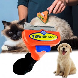 Фурмінатор FURminator маленький для довгошерстих середніх собак та кішок, з кнопкою 6.8 см
